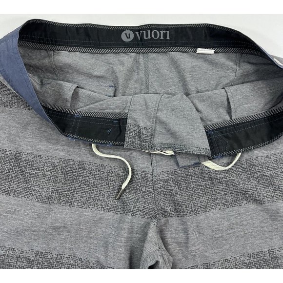 Vuori Mens Size 38 Cruise Board Shorts Performance 4 Way Stretch Gray Stripe - Picture 6 of 16